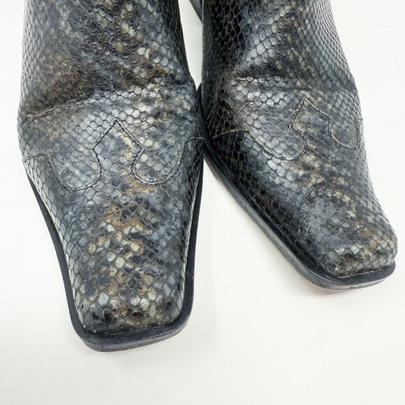 Vintage Y2K Nine West Gray Snake Print Leather Ankle Booties Women's 10 Side Zip - Picture 4 of 11
